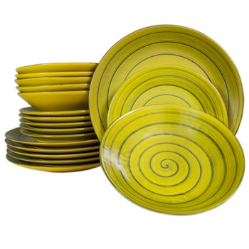 Set Complet Serviciu De Masa, Green Apple, 18 piese, Cesiro, Verde Spirala Set Complet Serviciu De Masa, Green Apple, 18 piese, Cesiro, Verde Spirala