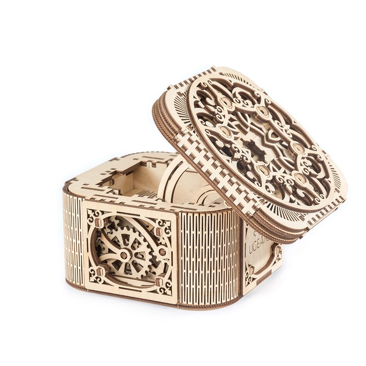 3D пъзел Ugears Кутия за бижута, механичен, 190 части, подарък за жена