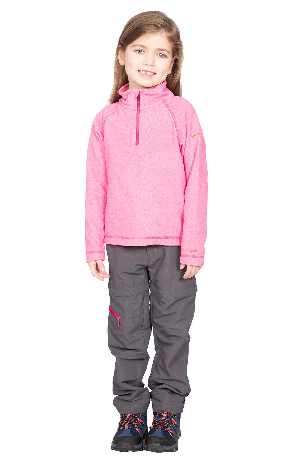 Trespass, Bluza sport cu fermoar scurt si guler inaltt Meadows, Roz