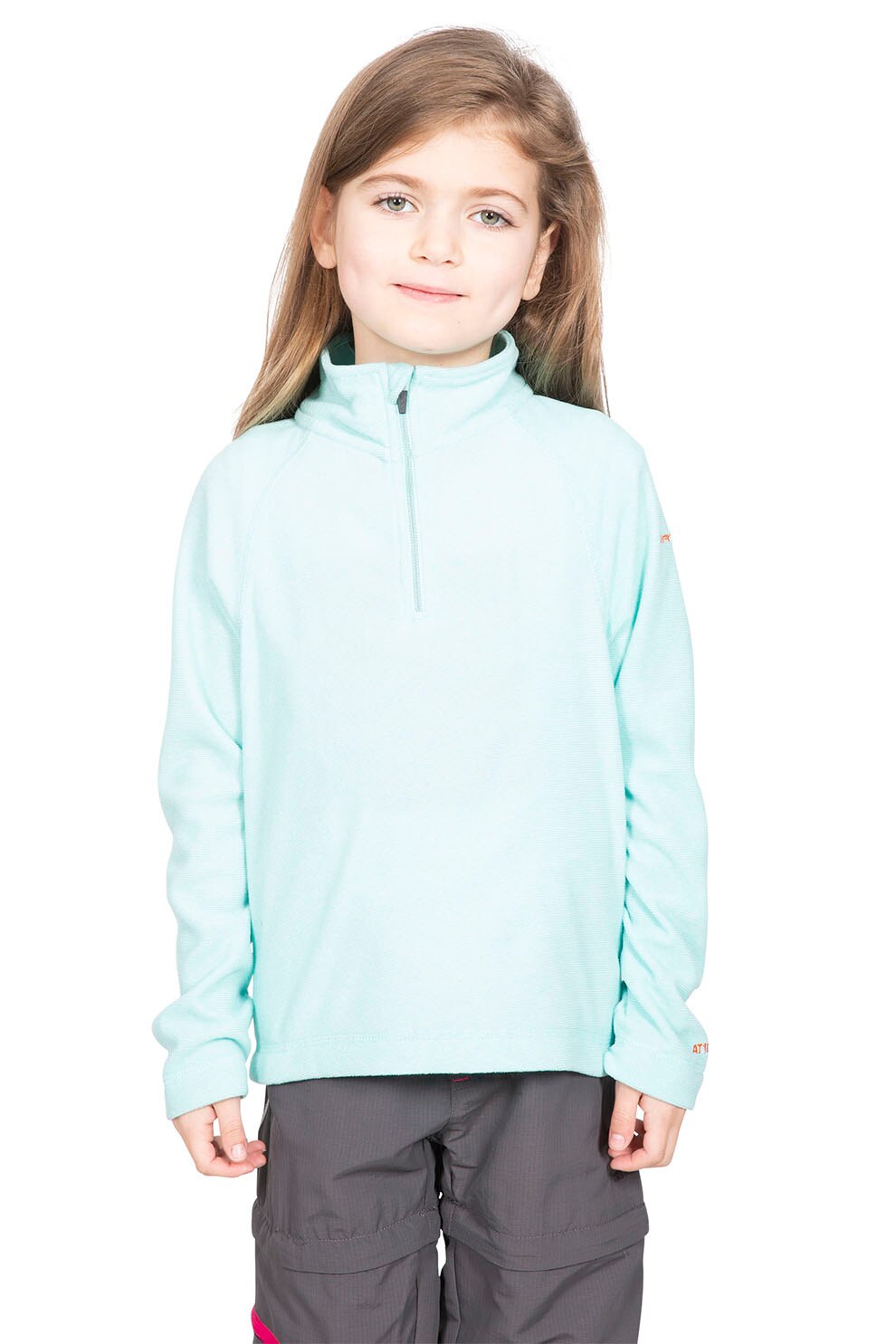 Trespass, Bluza sport cu fermoar scurt si guler inaltt Meadows, Albastru aqua