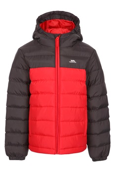 Trespass, Geaca cu finisaj impermeabil, vatelina si gluga Oskar, Rosu/Negru Trespass, Geaca cu finisaj impermeabil, vatelina si gluga Oskar, Rosu/Negru