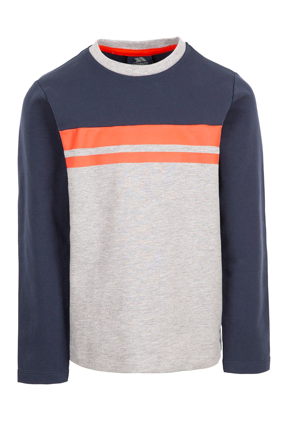 Trespass, Bluza din amestec de bumbac cu detalii contrastante Method, Gri melange/Bleumarin/Oranj