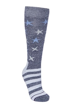 Trespass, Sosete lungi pana la genunchi, din amestec de lana Harlo, Bleumarin inchis/Alb prafuit, 36-39 Trespass, Sosete lungi pana la genunchi, din amestec de lana Harlo, Bleumarin inchis/Alb prafuit, 36-39