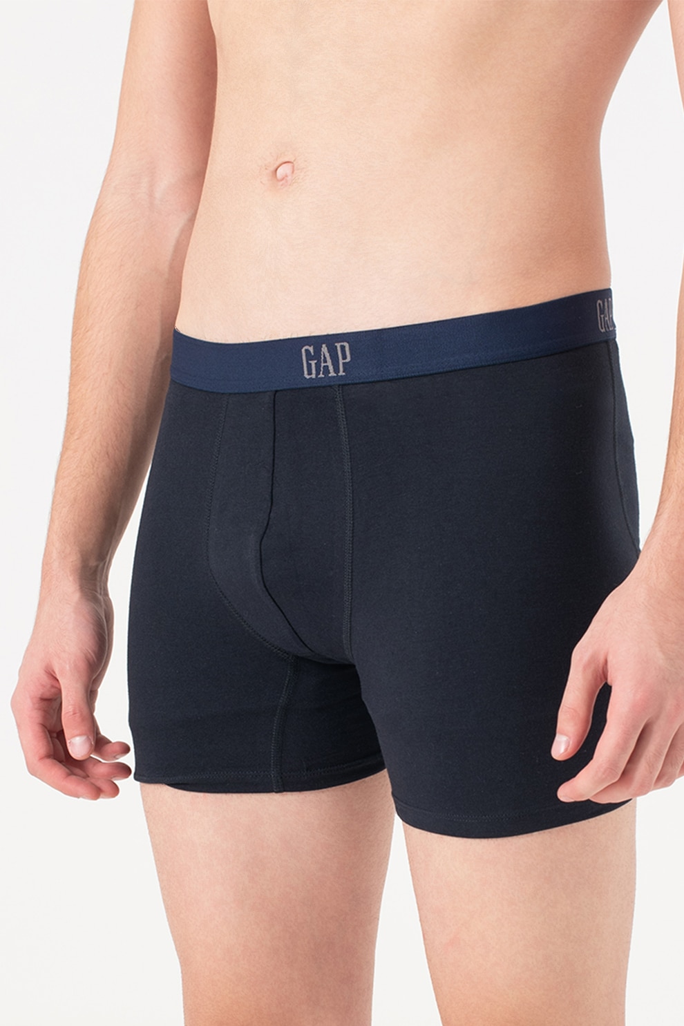 GAP, Set de boxeri cu banda in talie - 3 perechi, Negru stins/bleumarin inchis