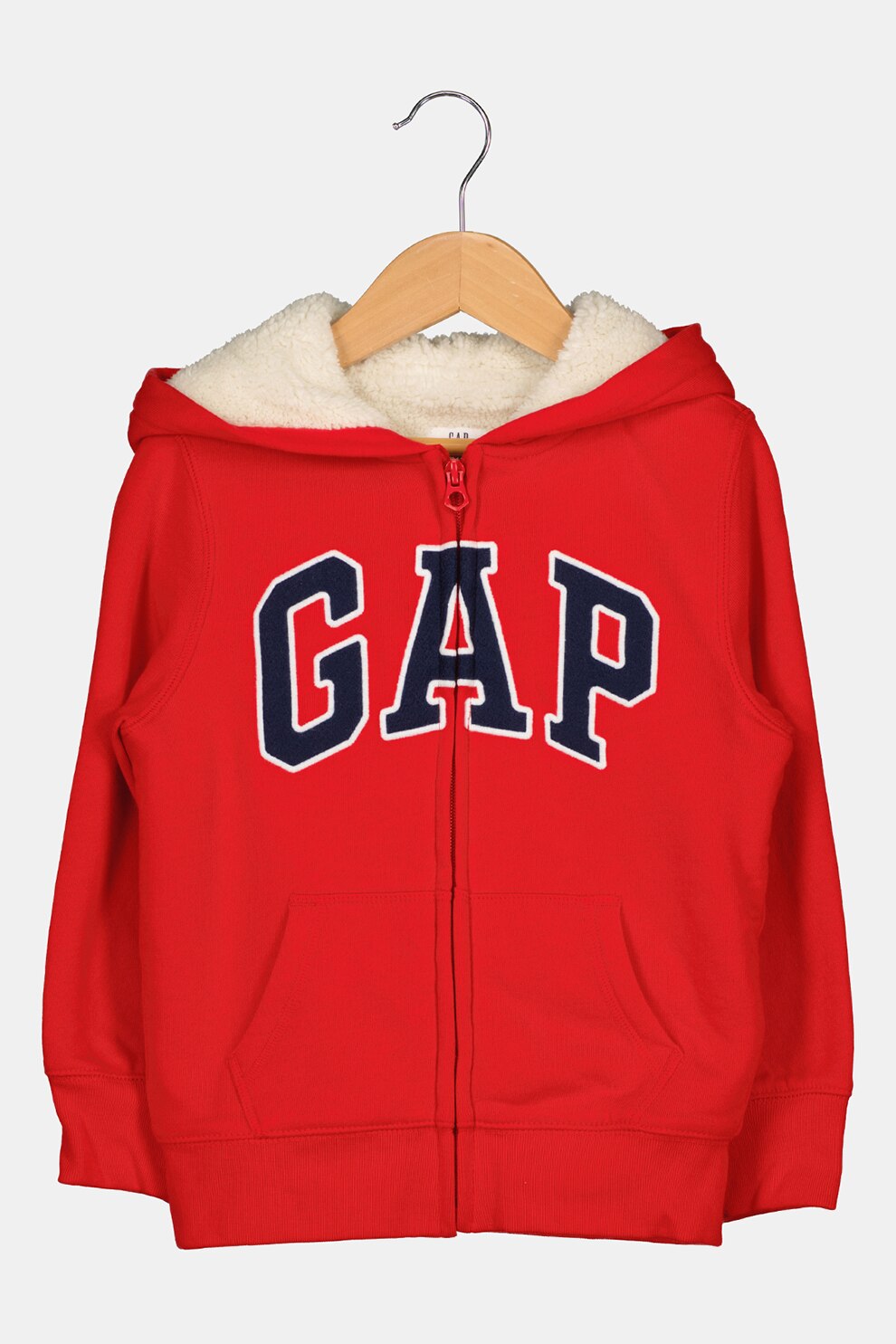 GAP, Hanorac cu fermoar si logo, Rosu/Bleumarin