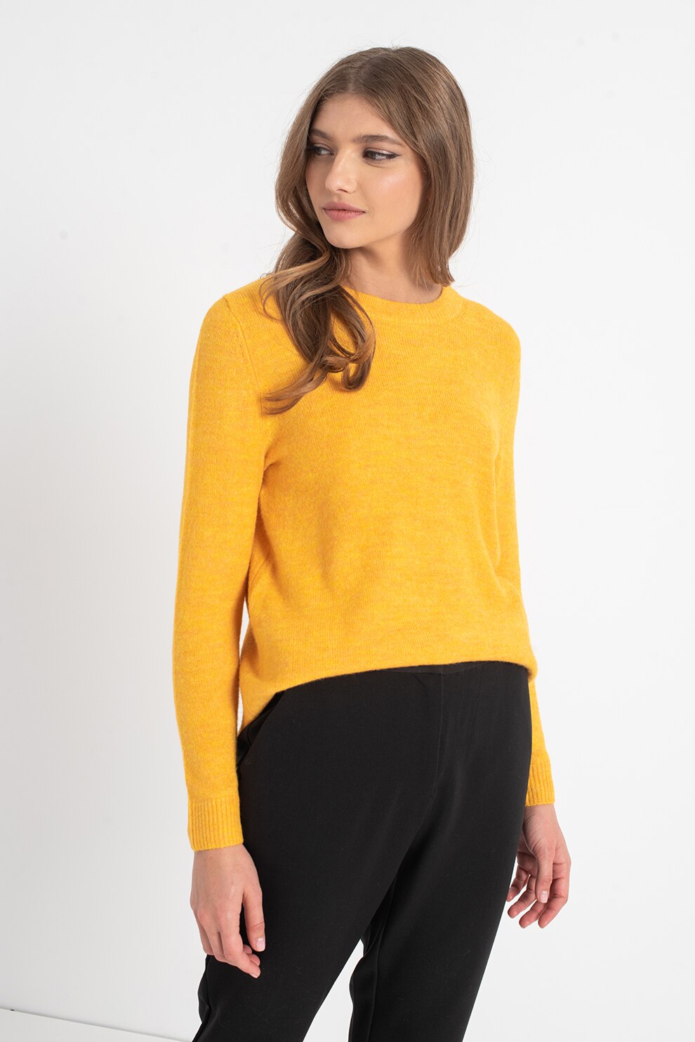 GAP, Pulover cu decolteu rotund, Galben mustar