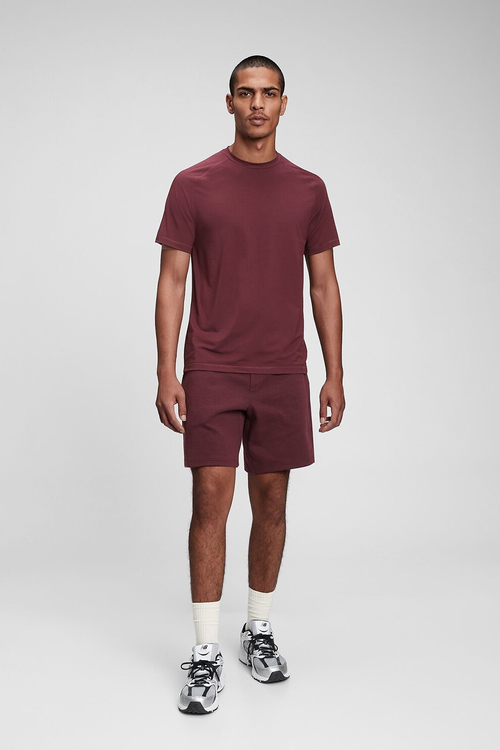 GAP, Tricou din amestec de modal cu decolteu la baza gatului, Rosu inchis, XL