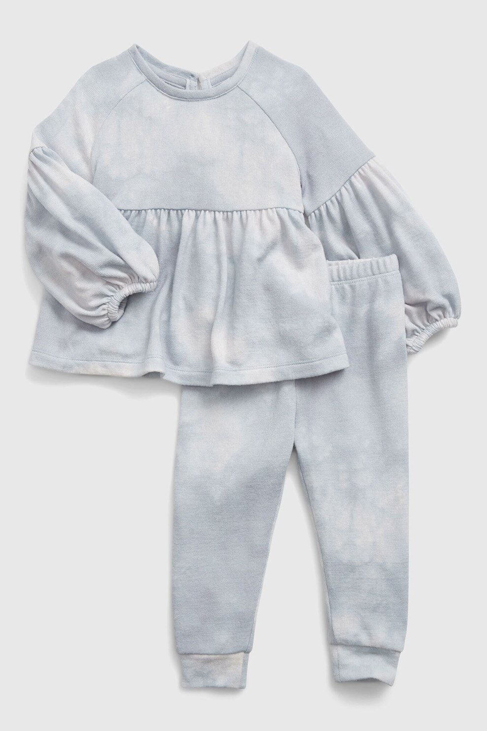 GAP, Set de imbracaminte cu model tie-dye, Albastru pastel/Albastru prafuit