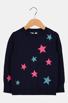 GAP, Pulover tricotat fin cu decolteu la baza gatului, Violet inchis/roz fucsia GAP, Pulover tricotat fin cu decolteu la baza gatului, Violet inchis/roz fucsia