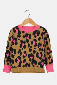 GAP, Pulover tricotat fin cu decolteu la baza gatului, Maro camel/negru/roz GAP, Pulover tricotat fin cu decolteu la baza gatului, Maro camel/negru/roz