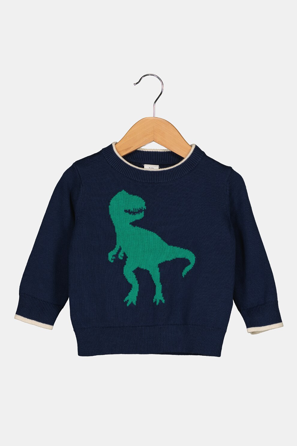 GAP, Pulover tricotat fin cu detaliu grafic, Albastru inchis/Verde