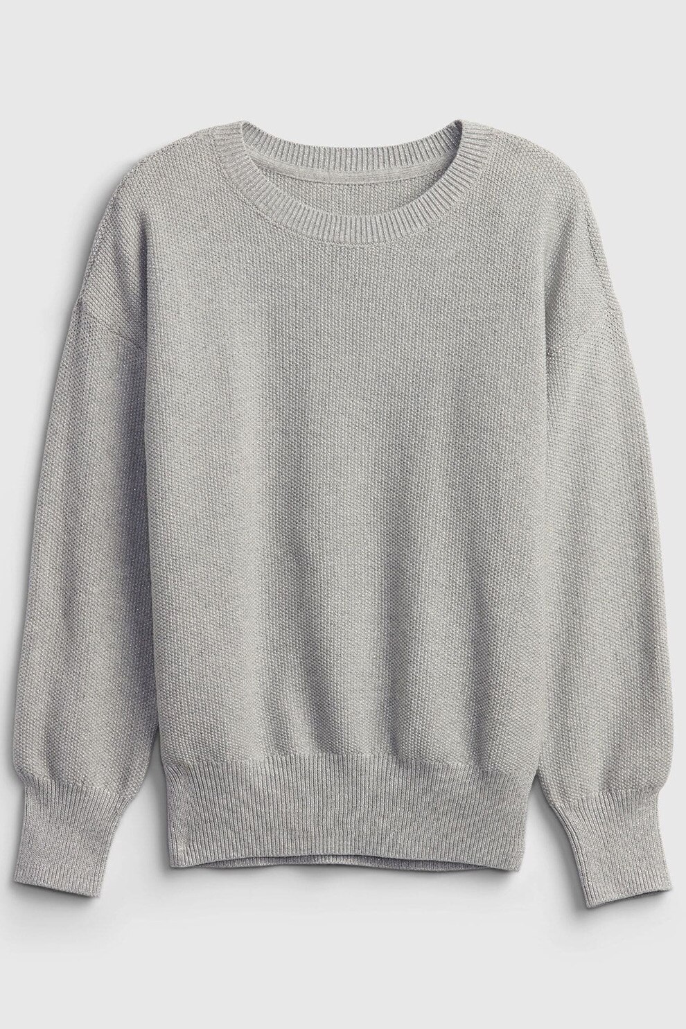 GAP, Pulover cu decolteu la baza gatului si aspect texturat, Gri cenusa