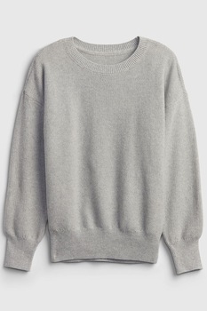 GAP, Pulover cu decolteu la baza gatului si aspect texturat, Gri cenusa GAP, Pulover cu decolteu la baza gatului si aspect texturat, Gri cenusa