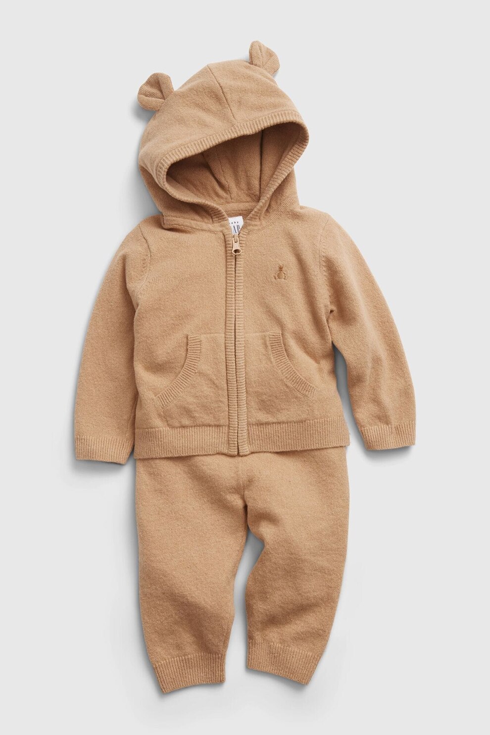 GAP, Set de hanorac tricotat si pantaloni, Bej