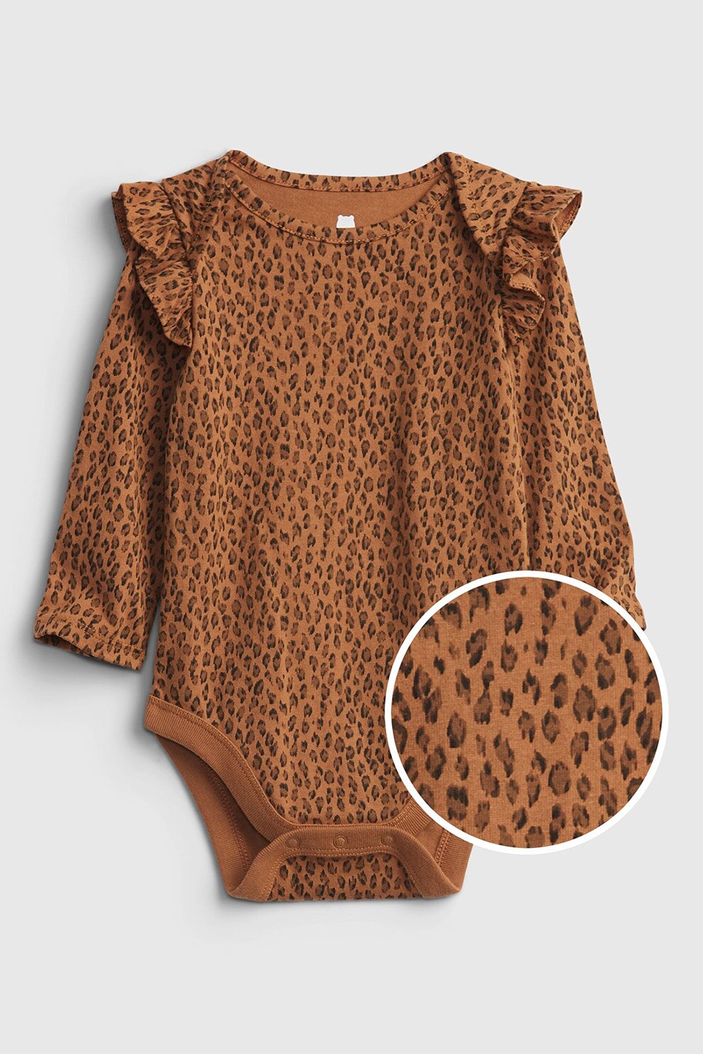 GAP, Body de bumbac organic cu imprimeu ', Oranj stins/Maro inchis