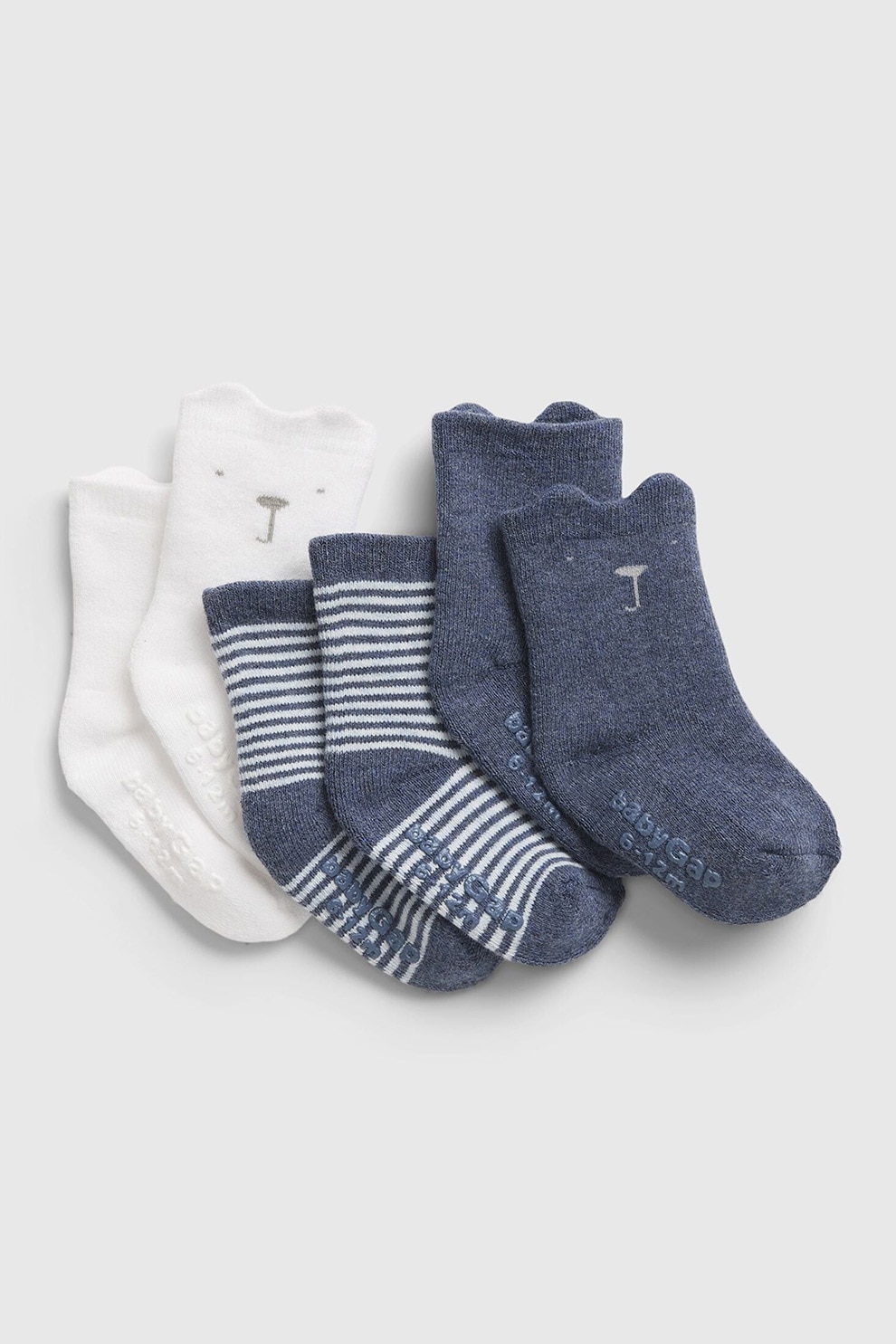 GAP, Set de sosete scurte, 3 perechi, Bleumarin/Alb/Gri carbune