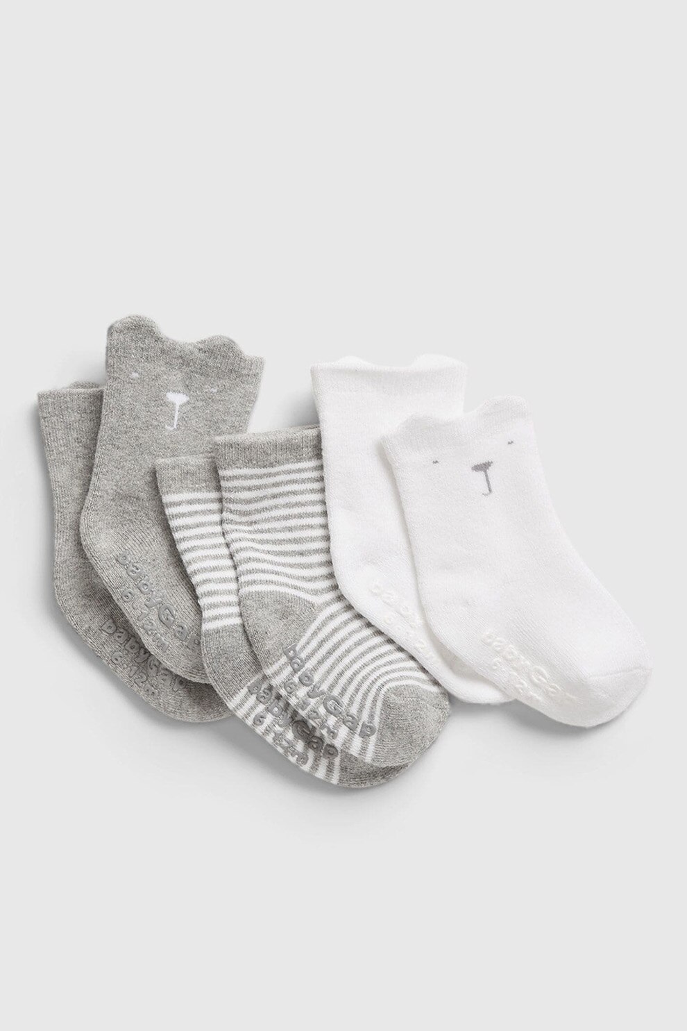 GAP, Set de sosete scurte, 3 perechi, Gri cenusa/Alb