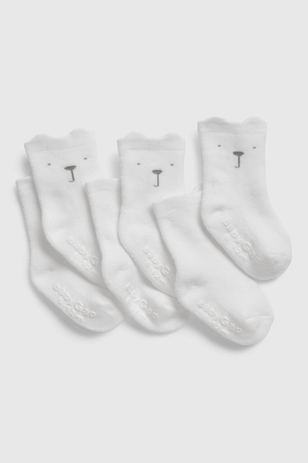 GAP, Set de sosete scurte, 3 perechi, Alb/Gri cenusa