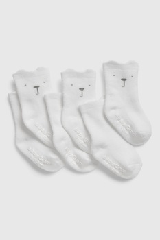 GAP, Set de sosete scurte, 3 perechi, Alb/Gri cenusa GAP, Set de sosete scurte, 3 perechi, Alb/Gri cenusa
