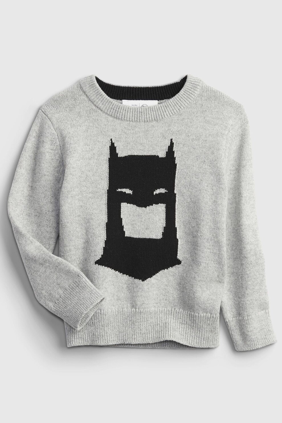 GAP, Pulover din amestec de lana cu imprimeu cu desene animate, Gri deschis/ Negru