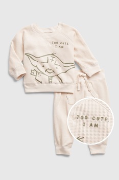 GAP, Set de bluza texturata si pantaloni, Roz piersica/Verde militar GAP, Set de bluza texturata si pantaloni, Roz piersica/Verde militar