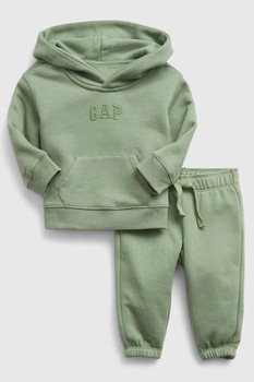 GAP, Set de hanorac si pantaloni sport din amestec de bumbac organic, Verde sparanghel, 50 CM GAP, Set de hanorac si pantaloni sport din amestec de bumbac organic, Verde sparanghel, 50 CM