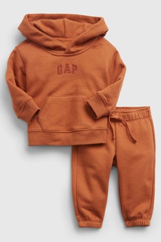 GAP, Set de hanorac si pantaloni sport din amestec de bumbac organic, Oranj stins GAP, Set de hanorac si pantaloni sport din amestec de bumbac organic, Oranj stins