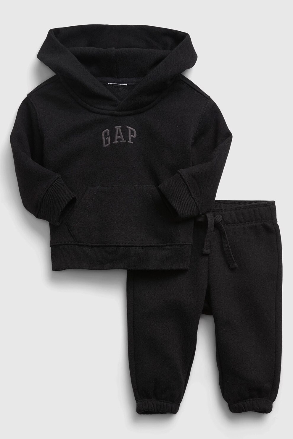 GAP, Set de hanorac si pantaloni sport din amestec de bumbac organic, Negru