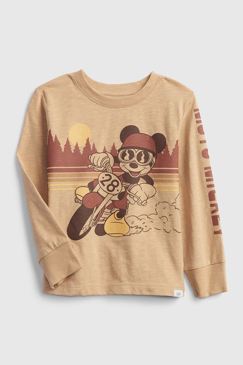 GAP, Bluza cu decolteu la baza gatului si imprimeu cu Mickey Mouse, Bej