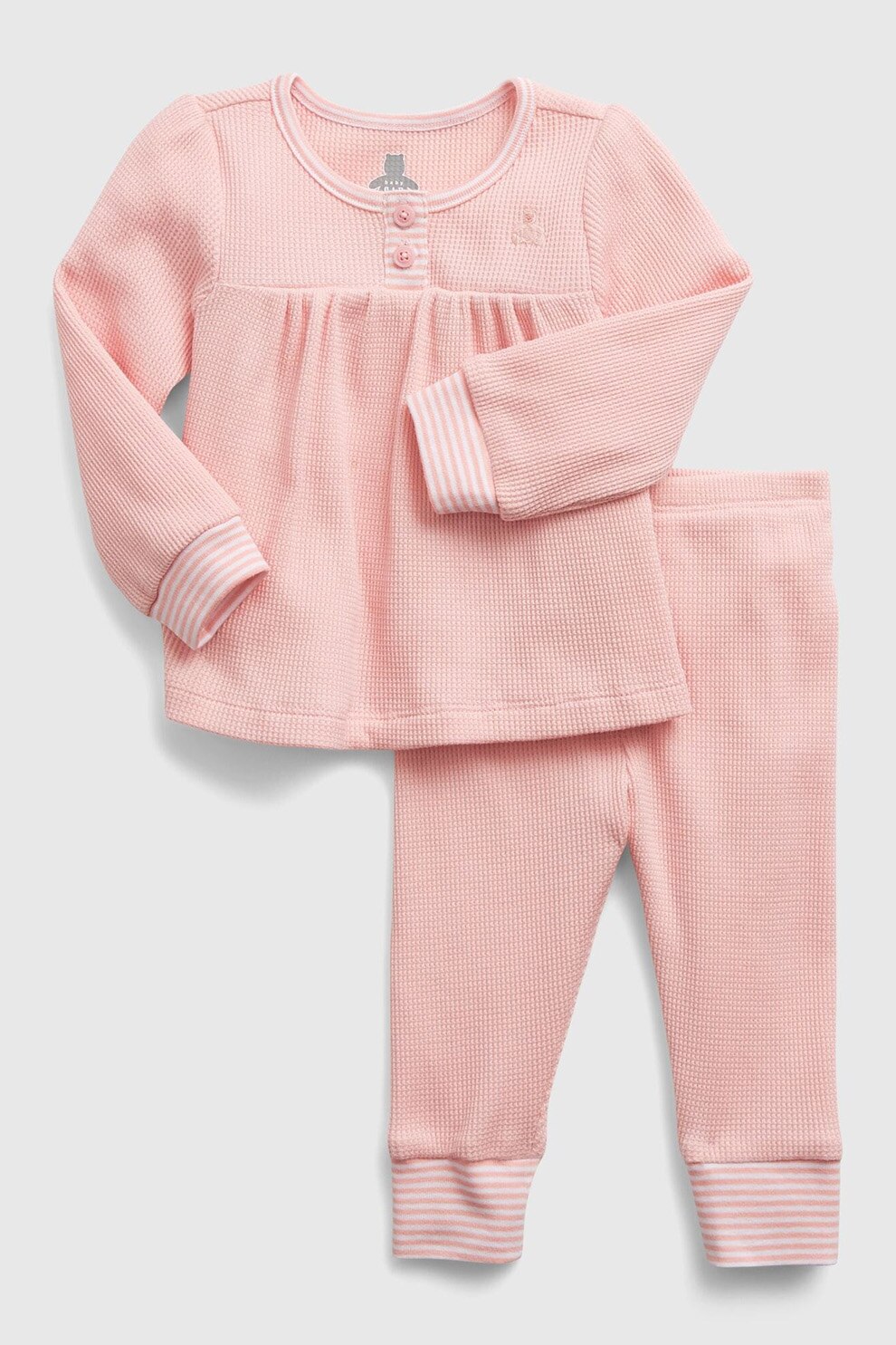 GAP, Set de bluza si pantaloni cu aspect texturat, Roz pastel