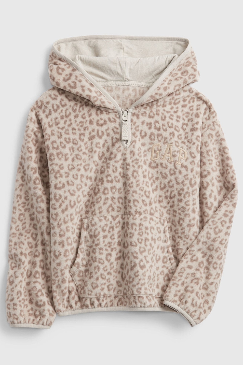 GAP, Hanorac de fleece cu buzunar kangaroo, Maro nisip/Maro