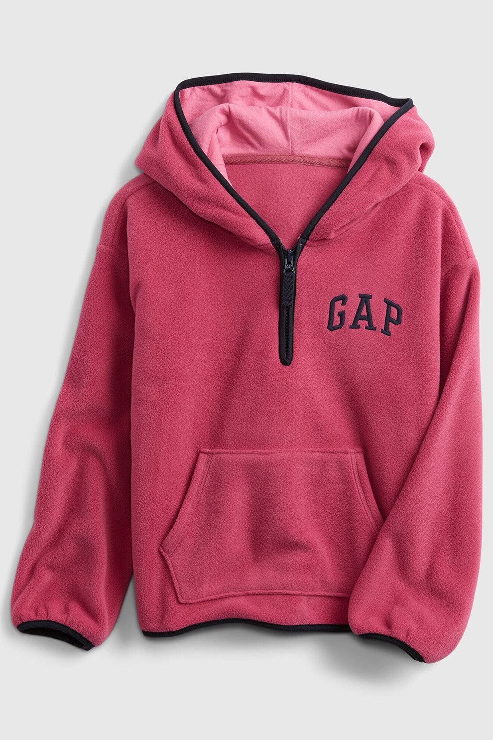 GAP, Hanorac de fleece cu buzunar kangaroo, Roz zmeuriu/Negru