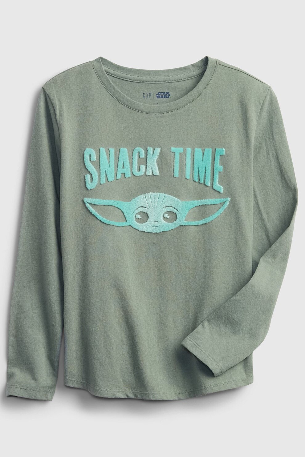 GAP, Bluza de bumbac organic cu aplicatie text, Verde sparanghel/Turcoaz