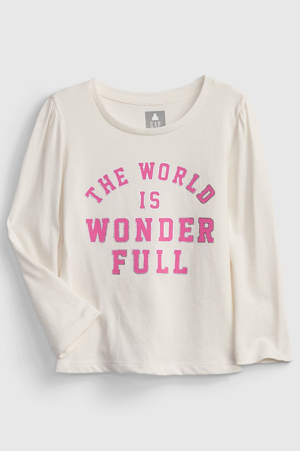 GAP, Bluza de bumbac organic cu imprimeu, Alb prafuit/Roz