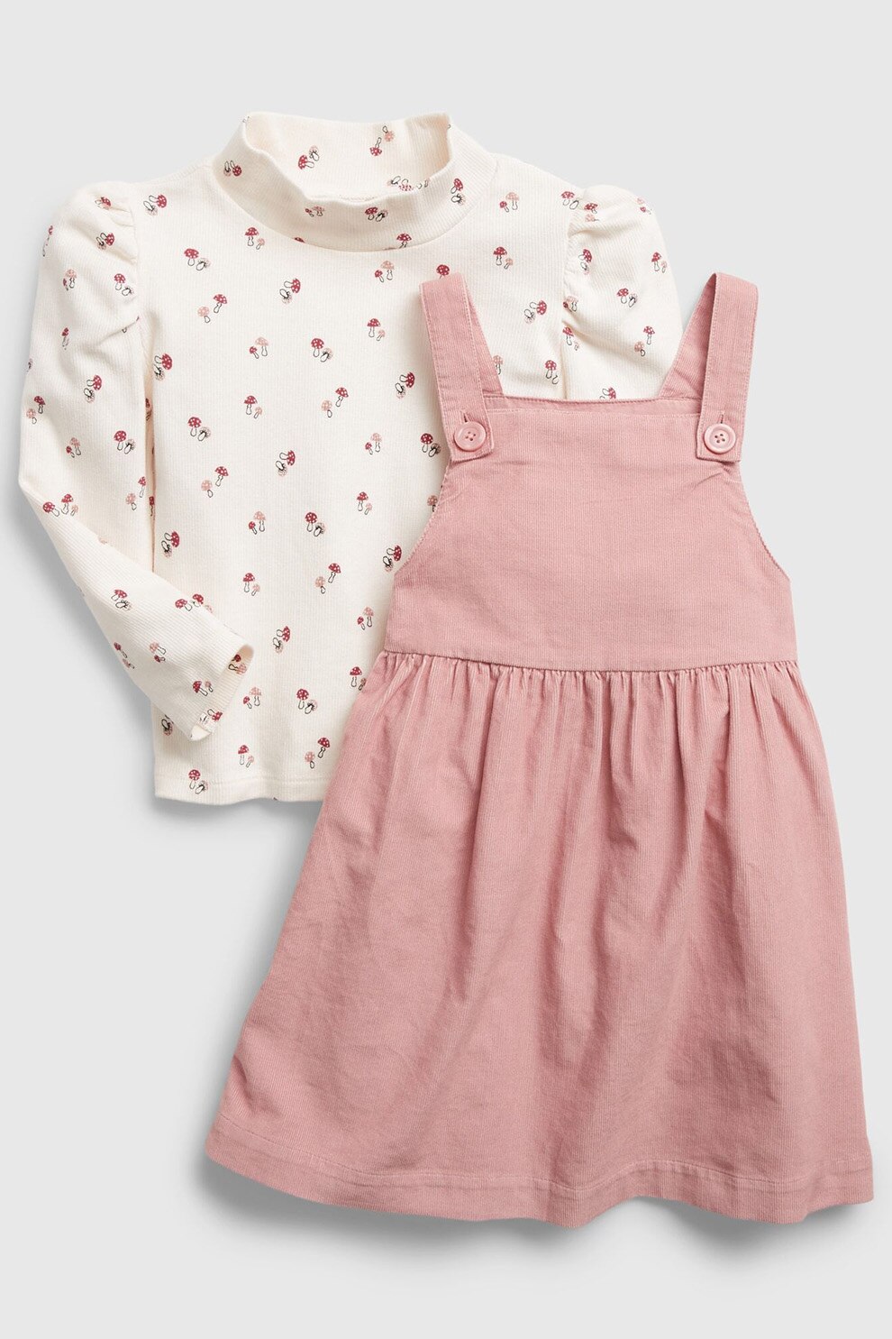 GAP, Set de bluza si sarafan, Roz prafuit/Alb prafuit/Negru