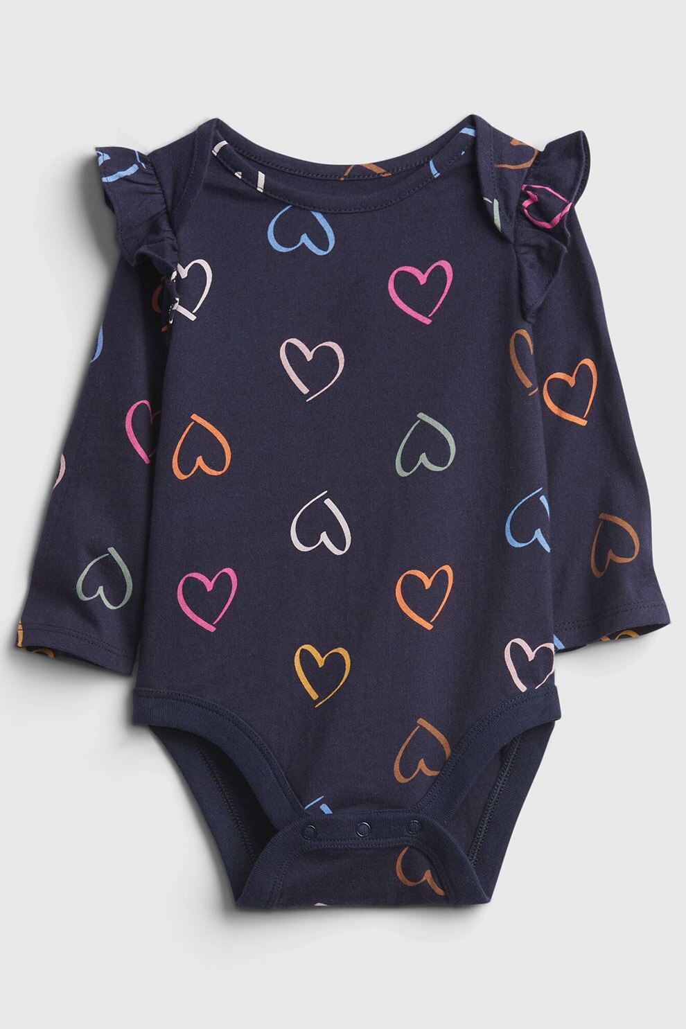 GAP, Body de bumbac organic cu imprimeu ', Bleumarin inchis/Oranj/Roz