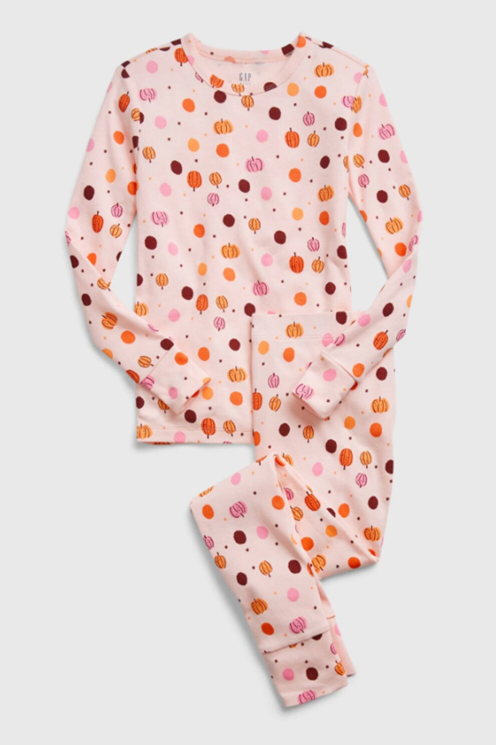 GAP, Pijama cu pantaloni lungi cu imprimeu grafic, Roz pal/Oranj