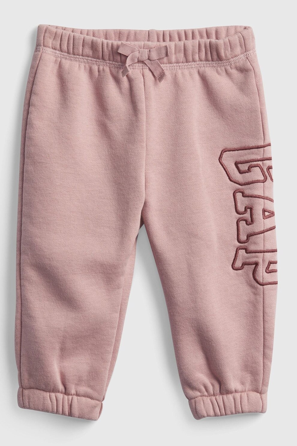 GAP, Pantaloni jogger cu logo brodat, Roz prafuit/Maro coniac