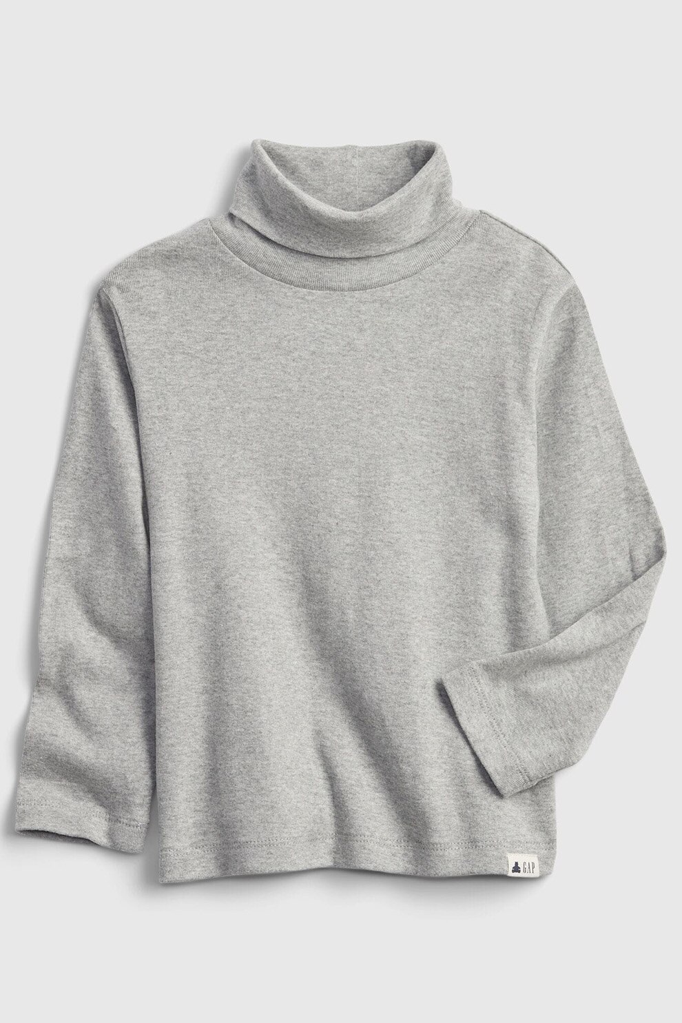 GAP, Bluza de bumbac organic cu guler inalt, Gri melange