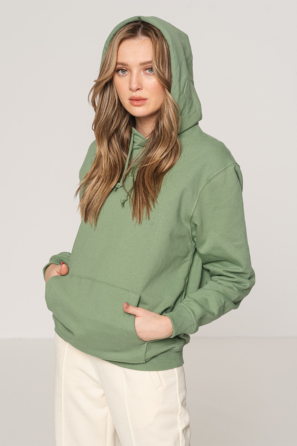 GAP, Hanorac unisex din amestec de bumbac organic, Verde pal