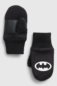 GAP, Manusi tricotate cu Batman, Negru/Alb, 130-140 CM GAP, Manusi tricotate cu Batman, Negru/Alb, 130-140 CM