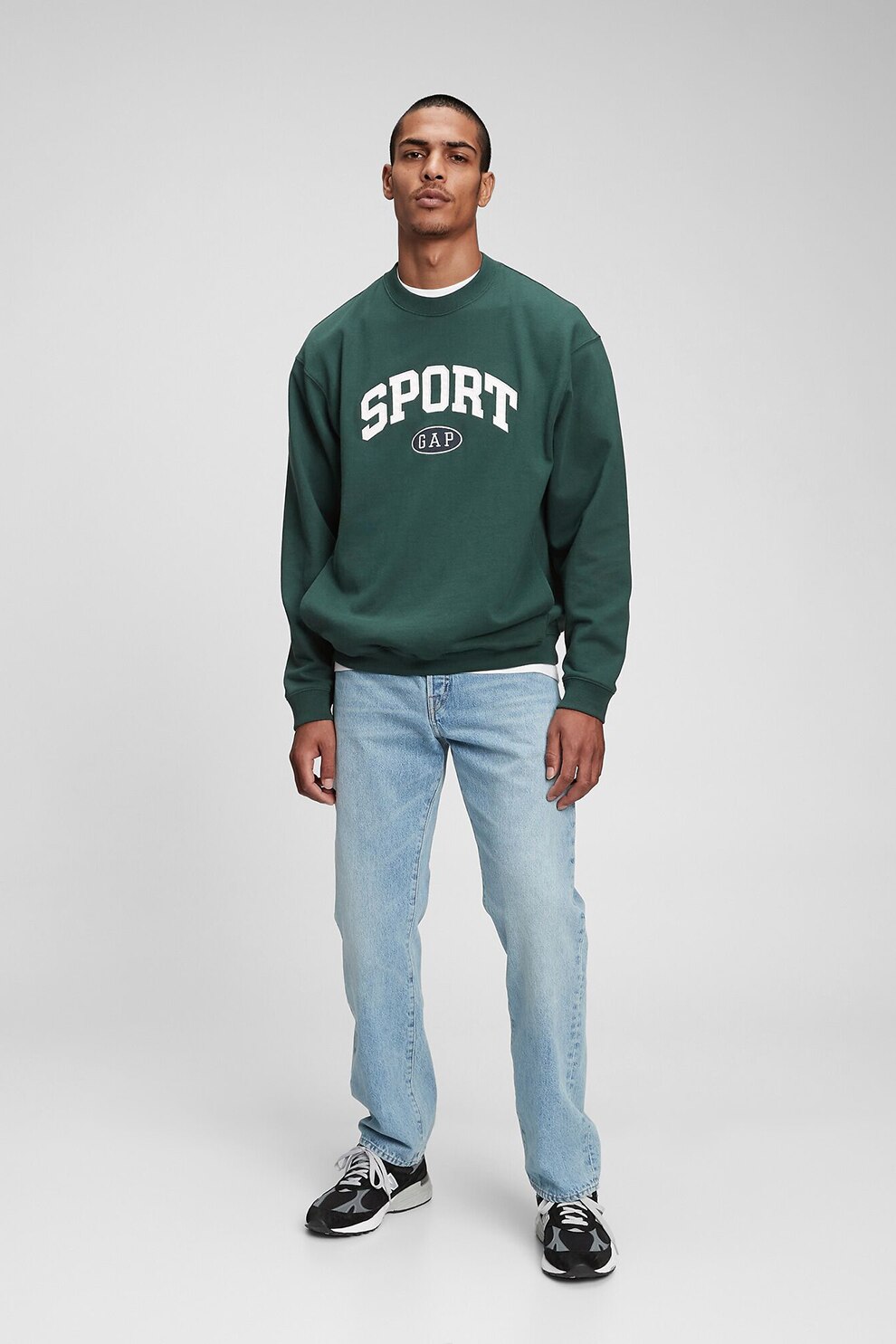 GAP, Bluza sport relaxed fit cu buzunare frontale, Verde englez