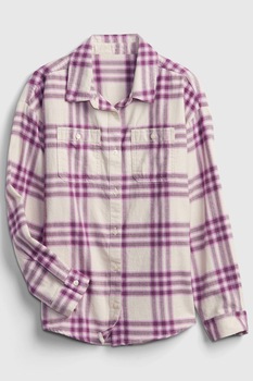 GAP, Camasa in carouri cu maneci lungi, Alb prafuit/Lila prafuit/Lila GAP, Camasa in carouri cu maneci lungi, Alb prafuit/Lila prafuit/Lila