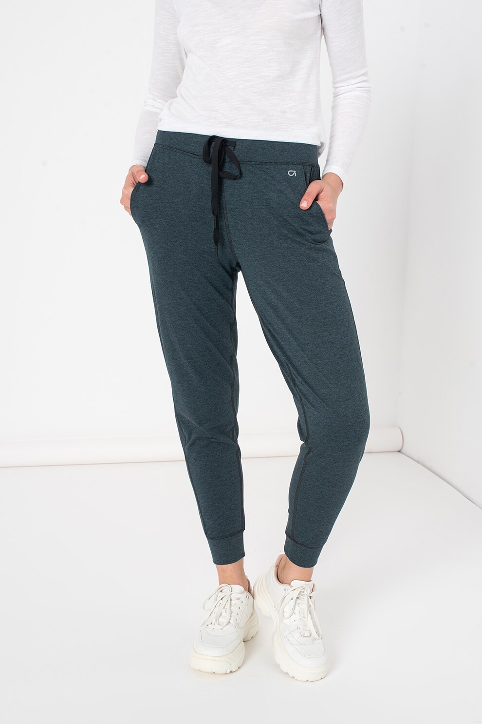 GAP, Pantaloni jogger din jerseu cu talie medie GapFit, Verde inchis