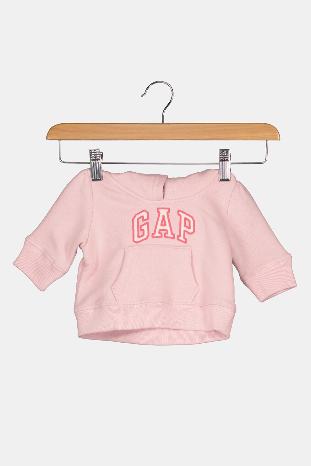 GAP, Hanorac cu buzunar kangaroo si logo brodat, Roz pastel