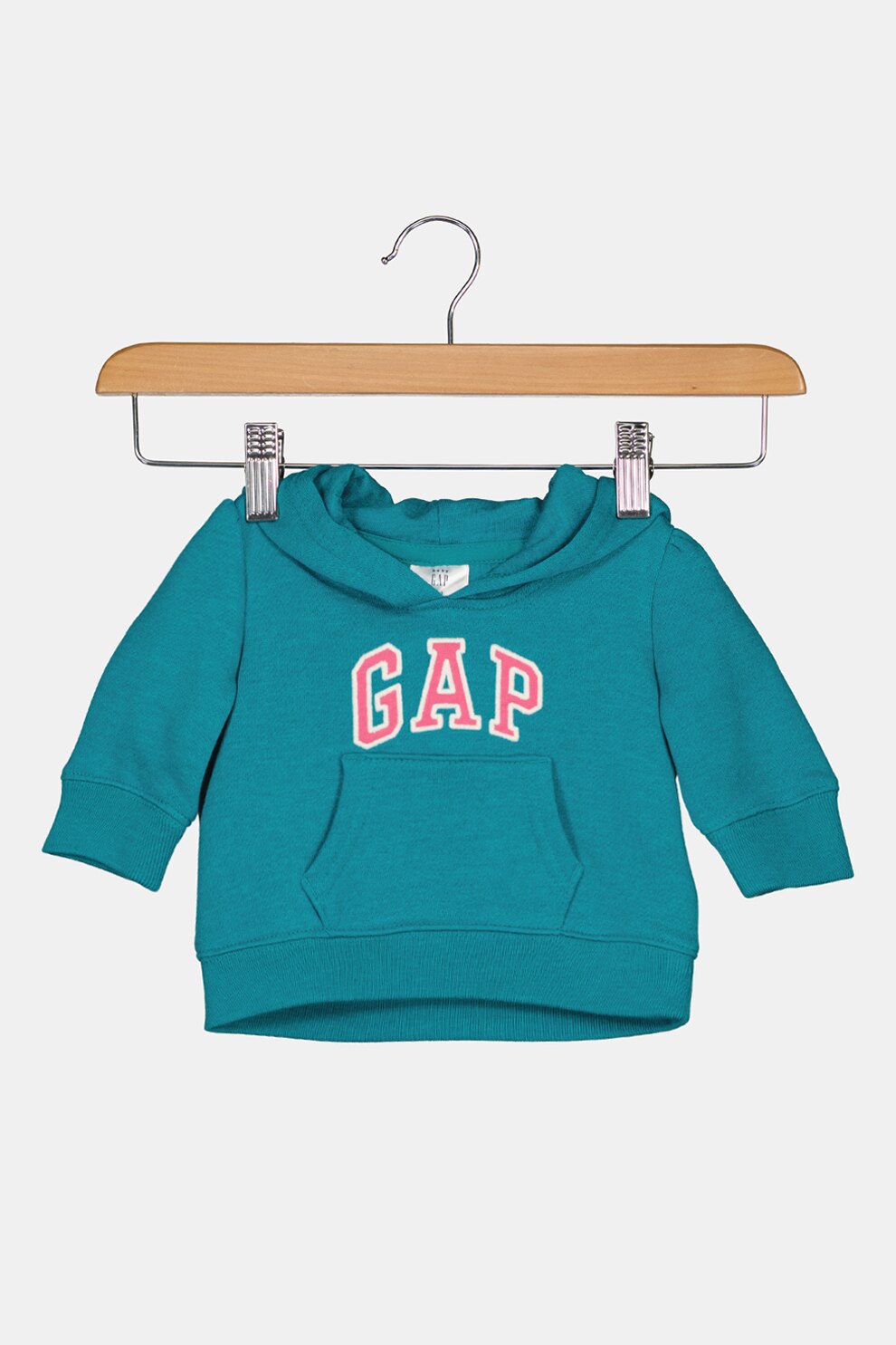 GAP, Hanorac cu buzunar kangaroo si logo brodat, Verde marin/Roz