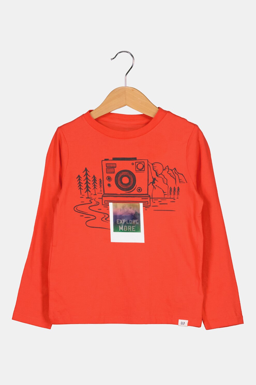 GAP, Bluza din bumbac cu imprimeu grafic, Corai/Negru