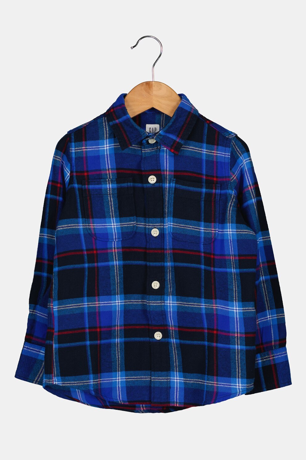 GAP, Camasa din flanel cu model in carouri, albastru inchis, bleumarin, rosu