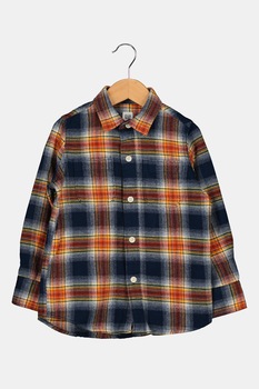 GAP, Camasa din flanel cu model in carouri, Bleumarin inchis/oranj/galben pal GAP, Camasa din flanel cu model in carouri, Bleumarin inchis/oranj/galben pal