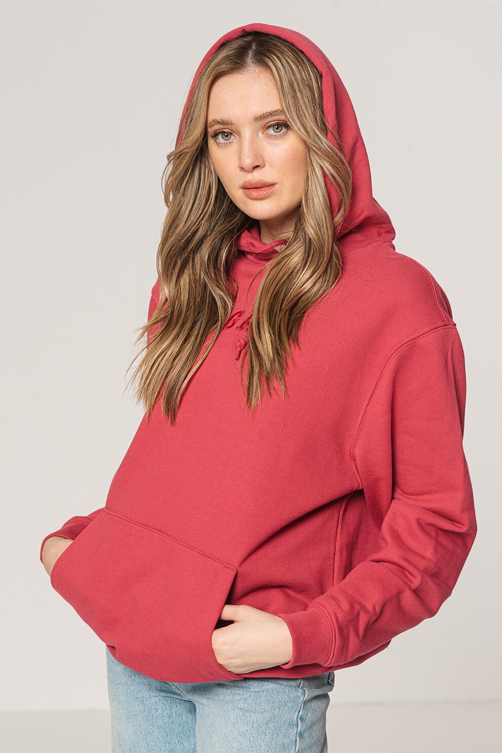GAP, Hanorac unisex din amestec de bumbac organic, Roz inchis